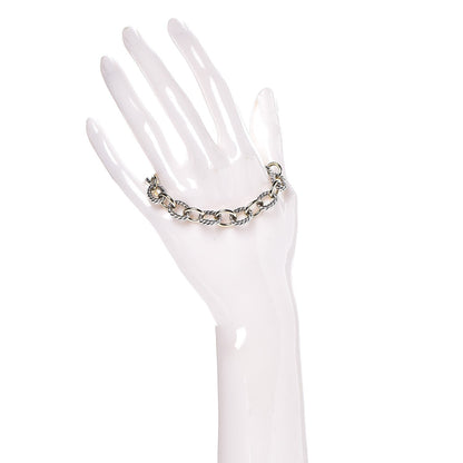 David Yurman Sterling Silver 18K Yellow Gold 10mm Medium Oval Link Bracelet 2 of 6