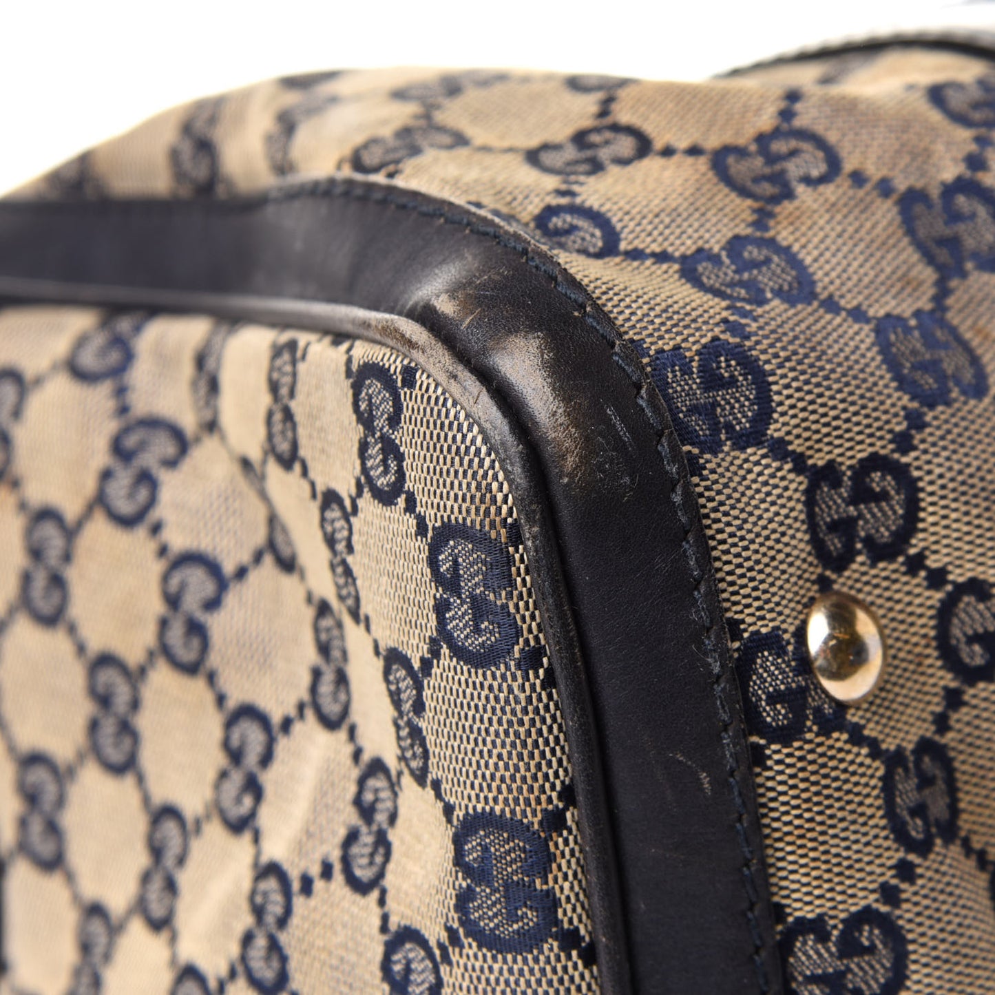 Monogram Selleria Calfskin Vintage Web Medium Boston Beige Blue
