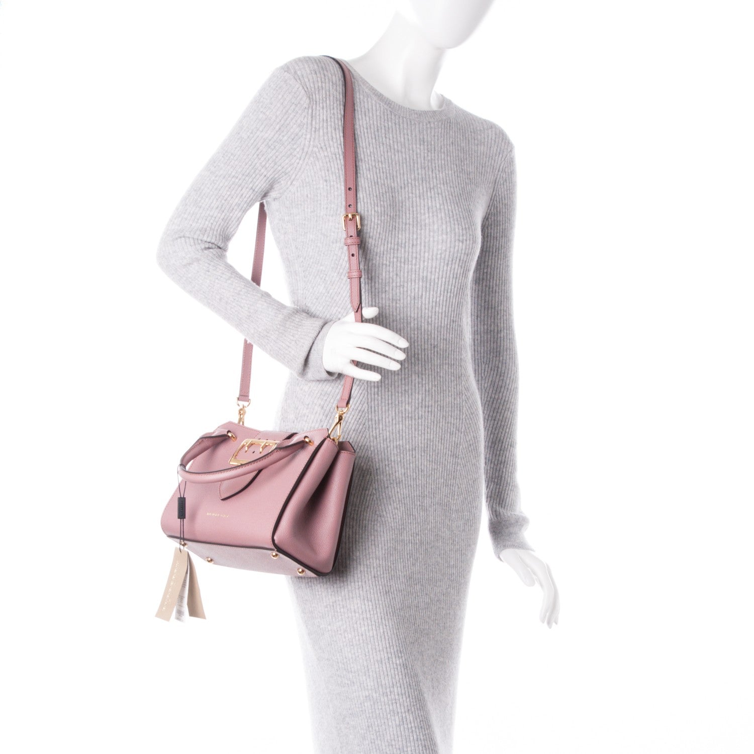 Burberry Soft Grain Calfskin Small Buckle Tote Dusty Pink 2 of 11