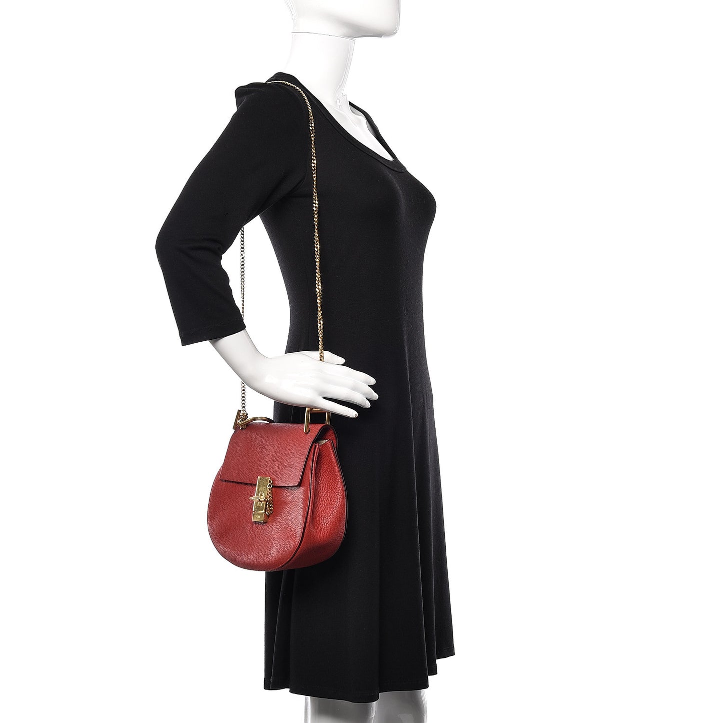 Grained Lambskin Drew Shoulder Bag Plaid Red
