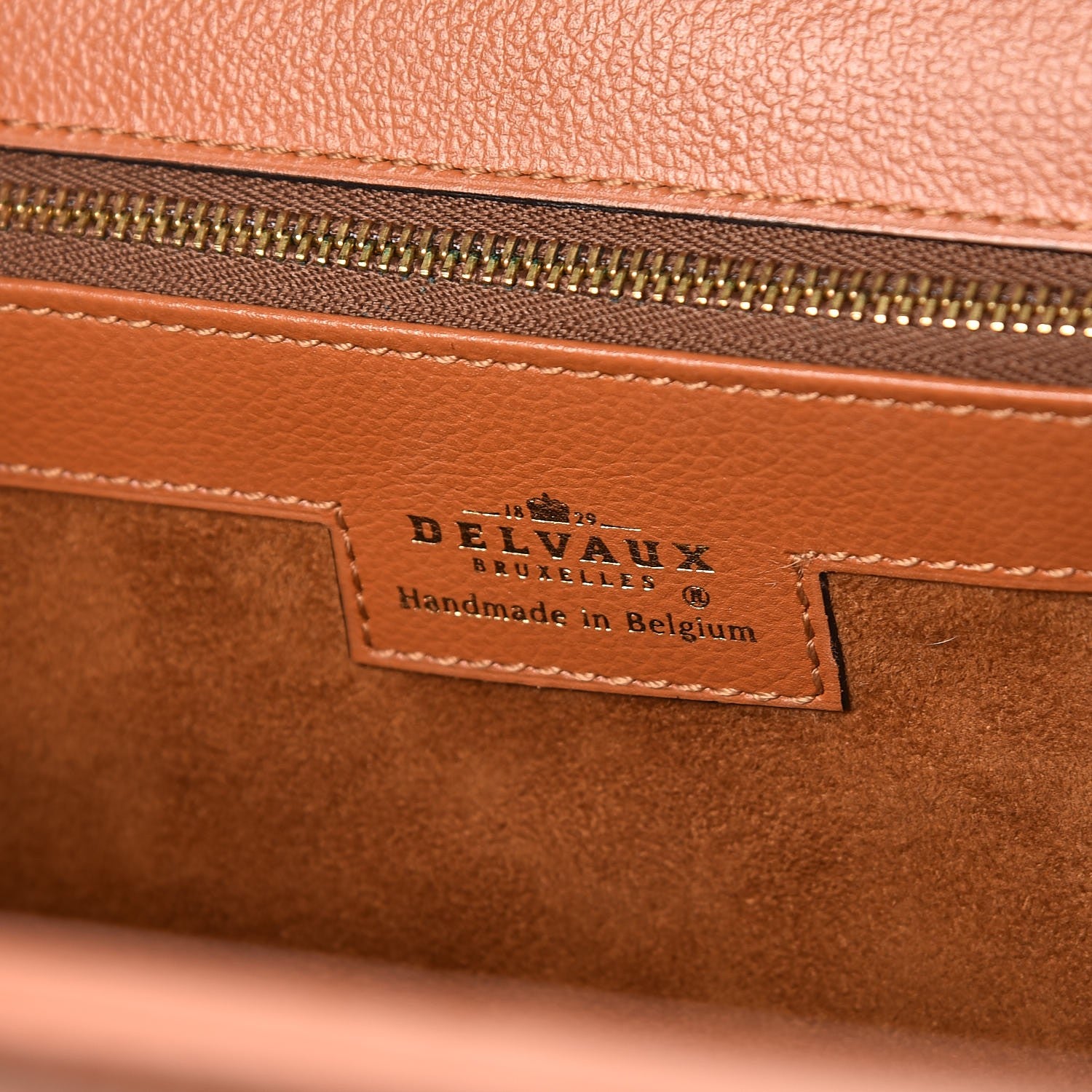Delvaux Calfskin Canvas Top Handle Frame Bag Brown 7 of 8