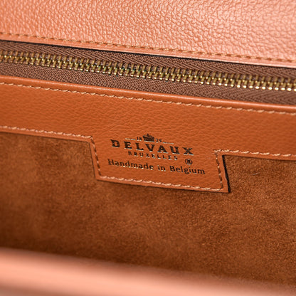 Delvaux Calfskin Canvas Top Handle Frame Bag Brown 7 of 8