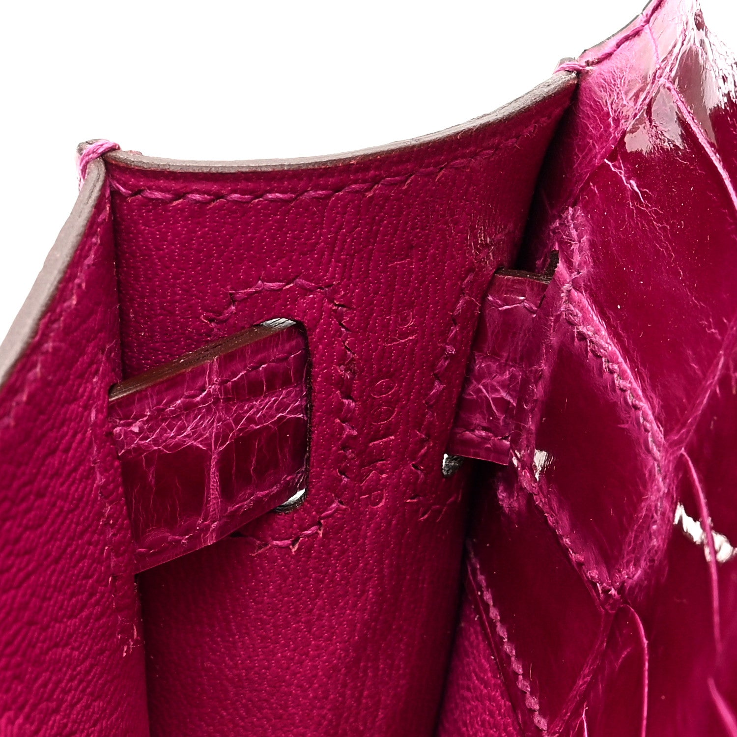 Hermes Shiny Niloticus Crocodile Kelly Cut Pochette Rose Scheherazade 7 of 9