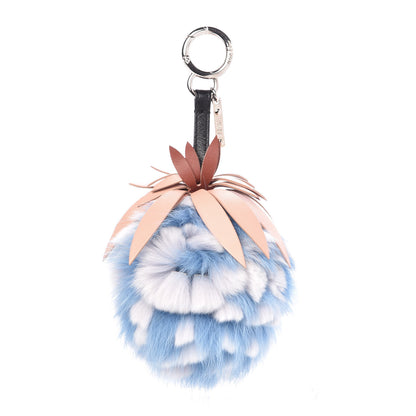 Fendi Fox Rabbit Fur Nappa Pineapple Bag Charm Nebula Baby Pink Multicolor 1 of 3