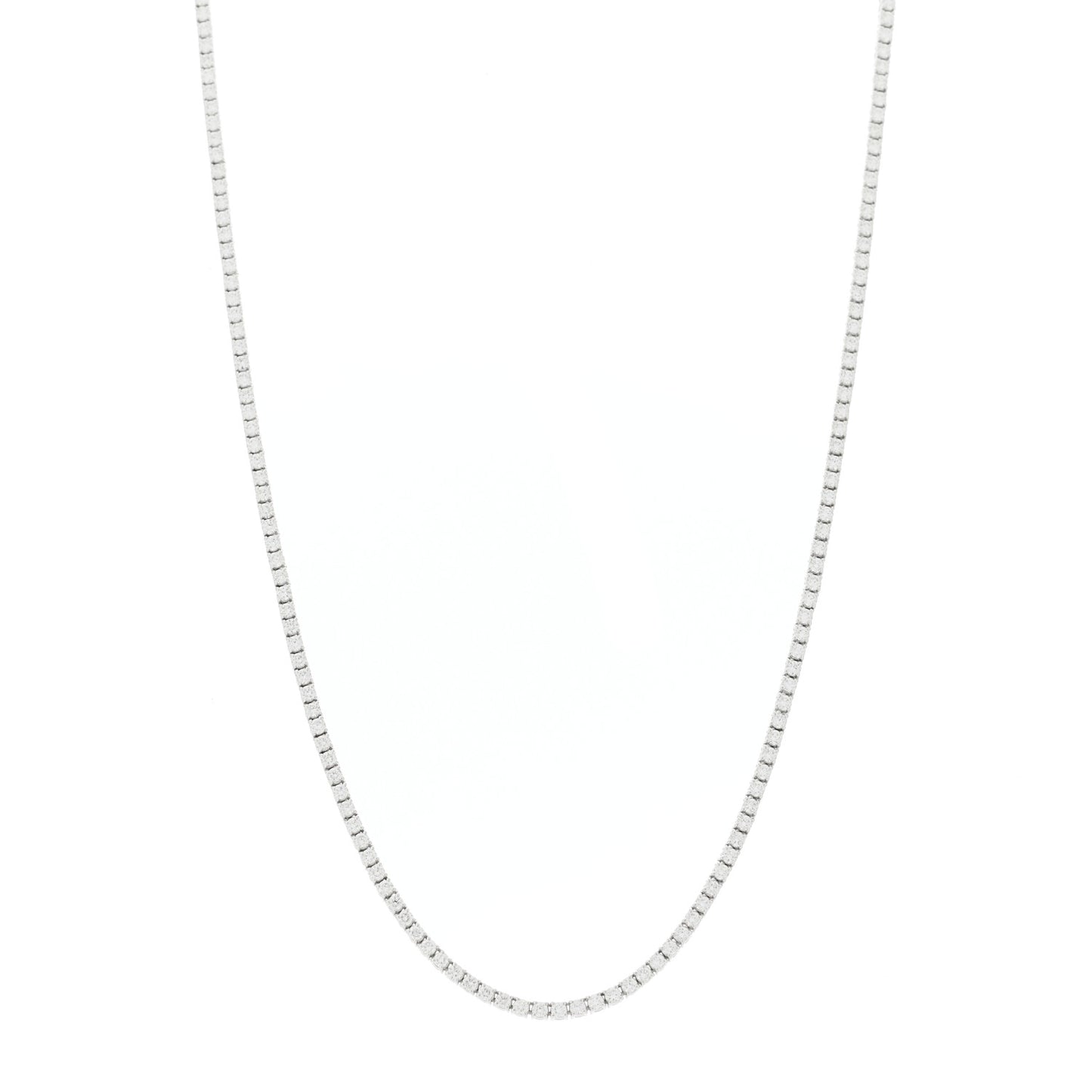 14K White Gold Diamond 3.90ctw Tennis Necklace