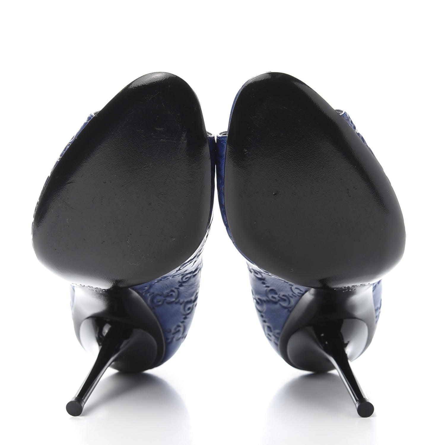 Gucci Soft Guccissima GG Peep Toe Heels 36 Blu Cina 5 of 9