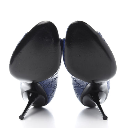Gucci Soft Guccissima GG Peep Toe Heels 36 Blu Cina 5 of 9