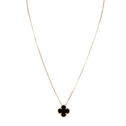 Van Cleef & Arpels 18K Yellow Gold Black Onyx Vintage Alhambra Pendant Necklace 1 of 6