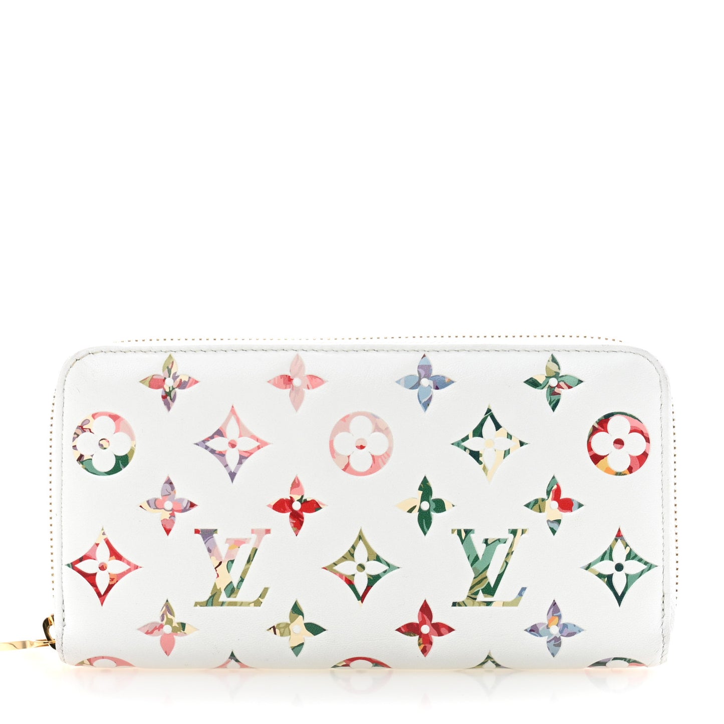 Lambskin Embossed Monogram LV Garden Coussin Zippy Wallet Cream