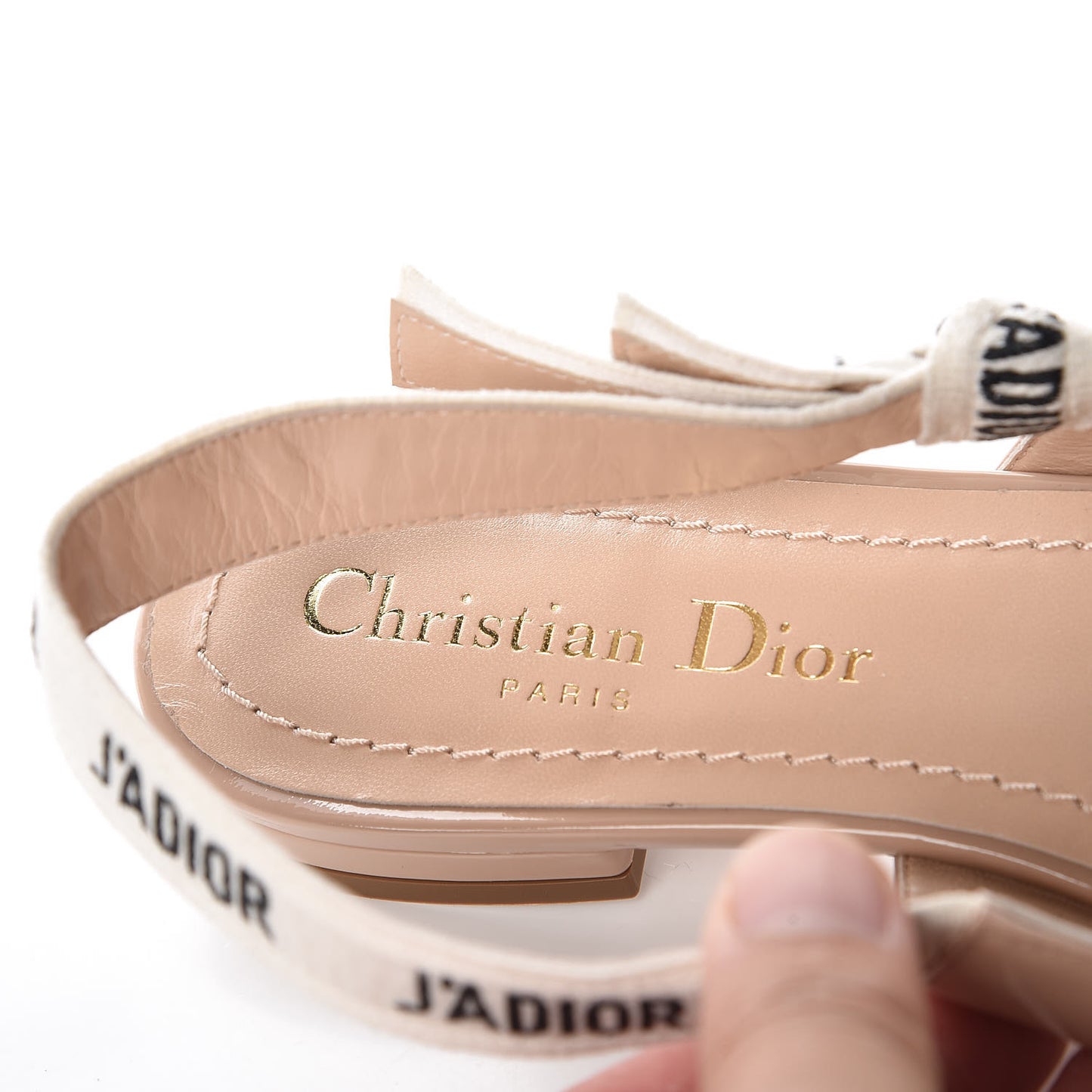 Patent Ribbon J'Adior Slingback Ballet Flats 35.5 Nude
