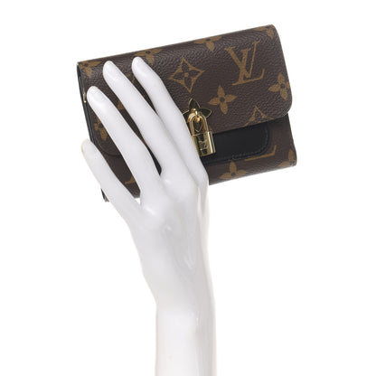 Louis Vuitton Monogram Flower Lock Compact Wallet Black 2 of 6