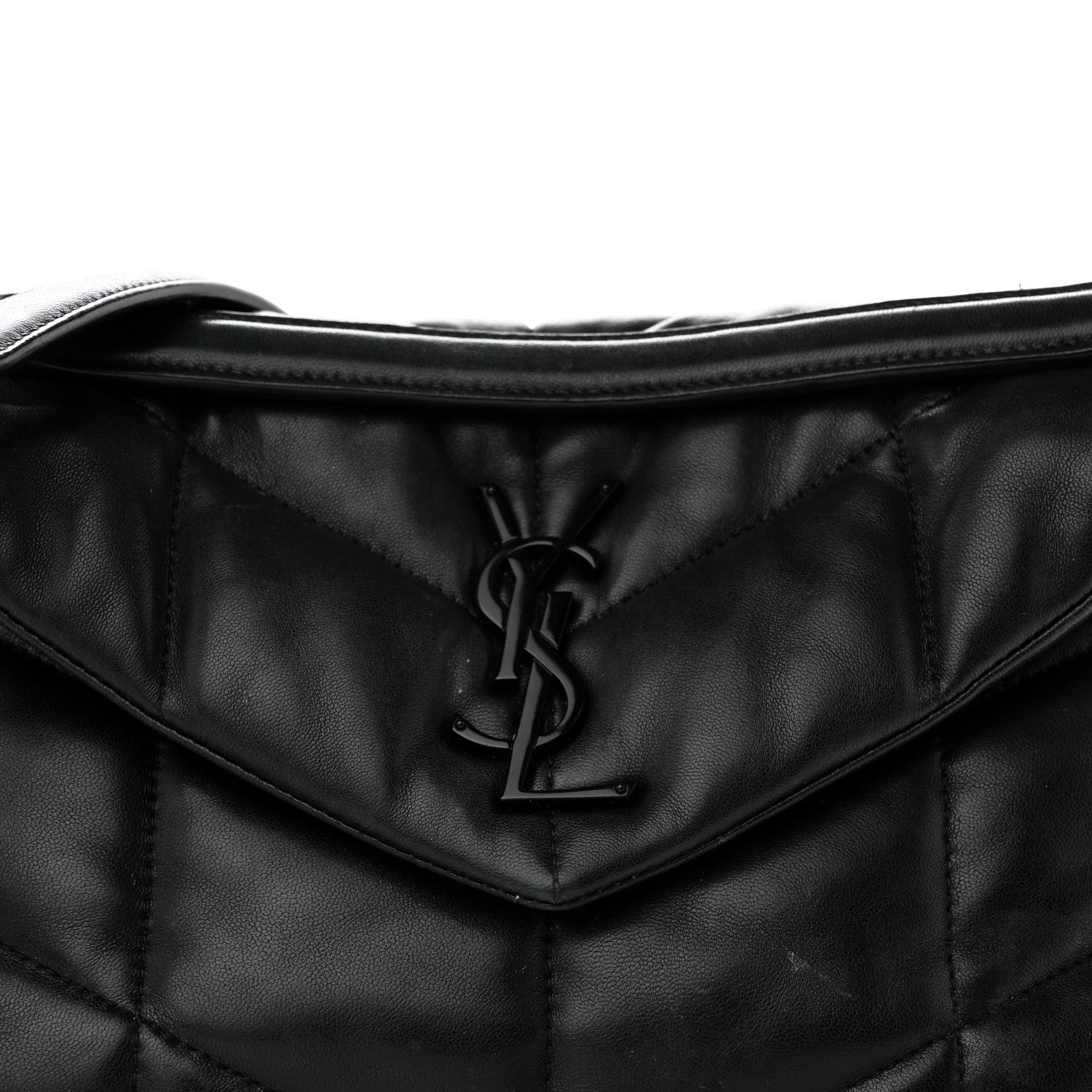 Saint Laurent Lambskin Quilted Monogram Monochrome Medium Loulou Puffer Chain Satchel Black 8 of 17