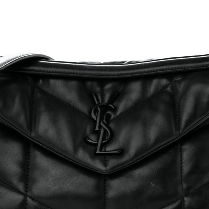 Saint Laurent Lambskin Quilted Monogram Monochrome Medium Loulou Puffer Chain Satchel Black 8 of 17
