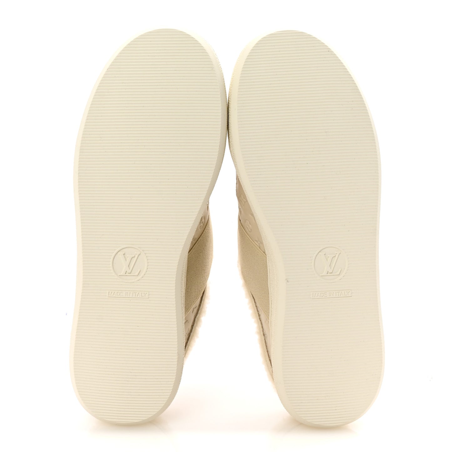 Suede Monogram Debossed Shearling Lous Open Back Sneakers 38 Light Beige