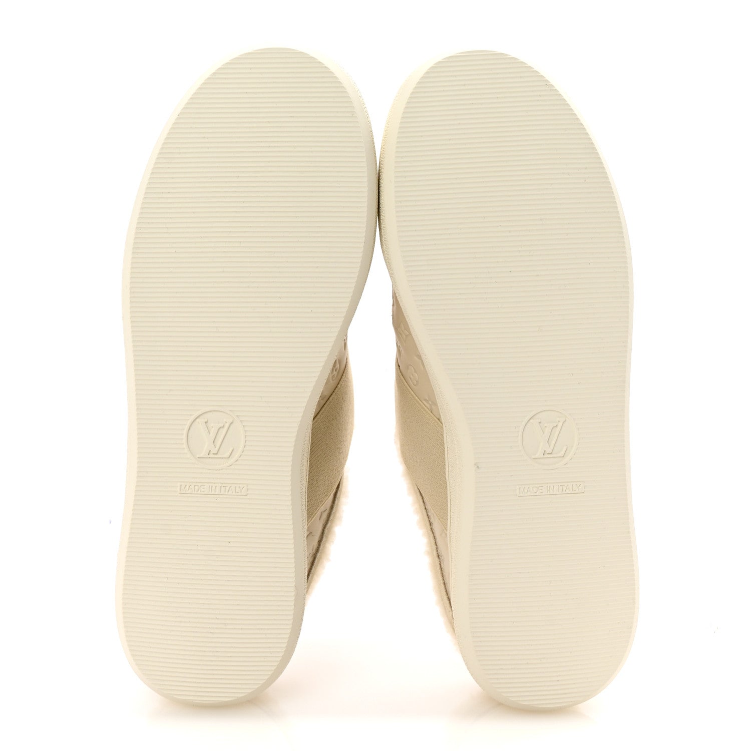 Louis Vuitton Suede Monogram Debossed Shearling Lous Open Back Sneakers 38 Light Beige 6 of 10