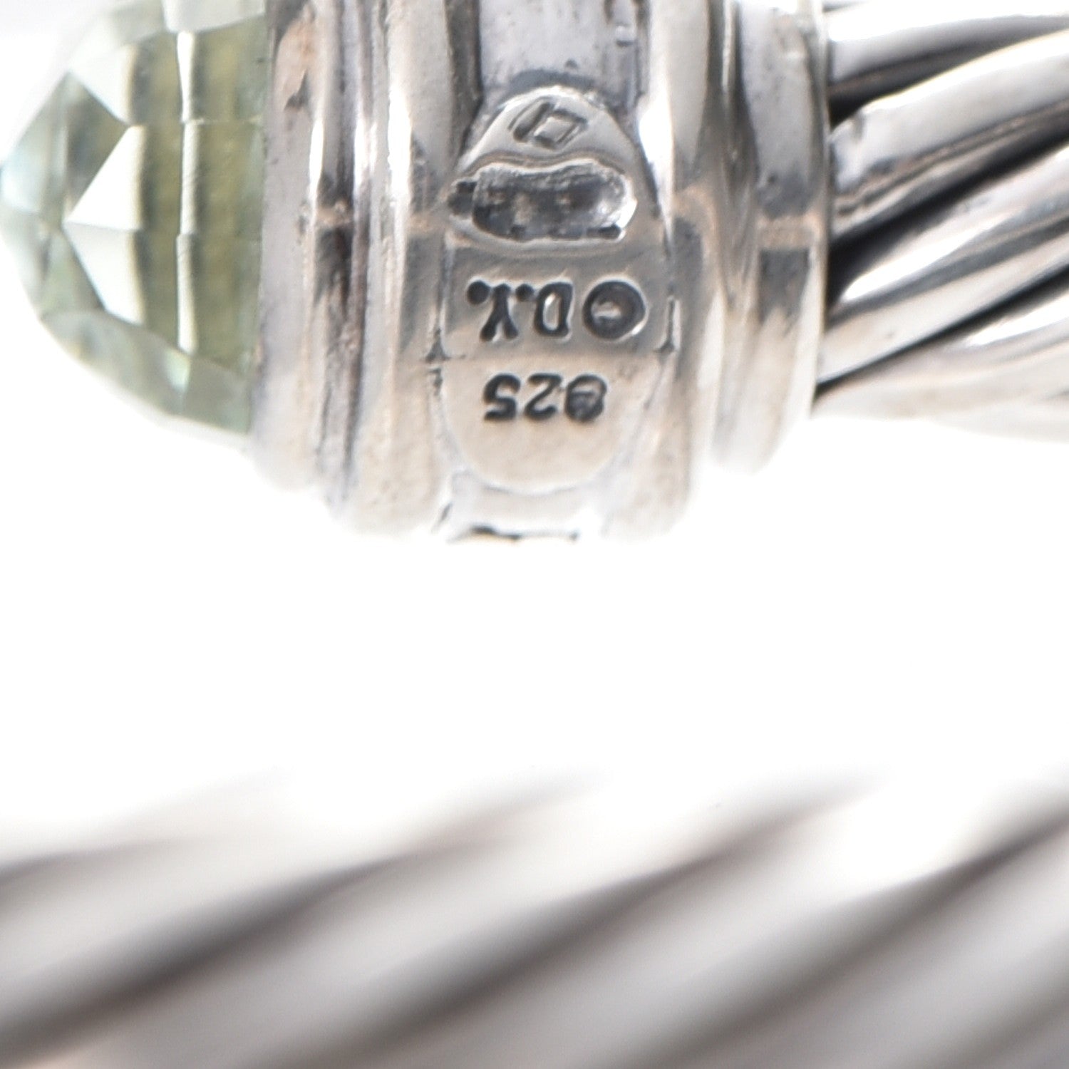 David Yurman Sterling Silver Diamond Prasiolite 7mm Cable Classics Bracelet 5 of 6