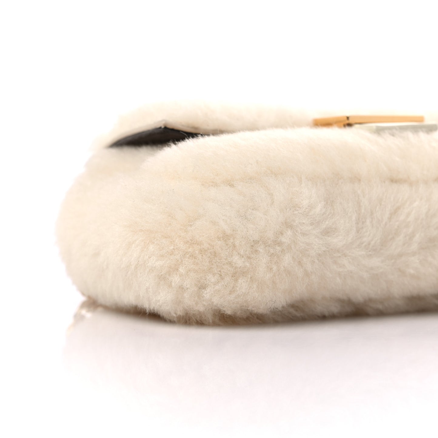 Shearling Shiny Nappa Micro Baguette Latte Panna