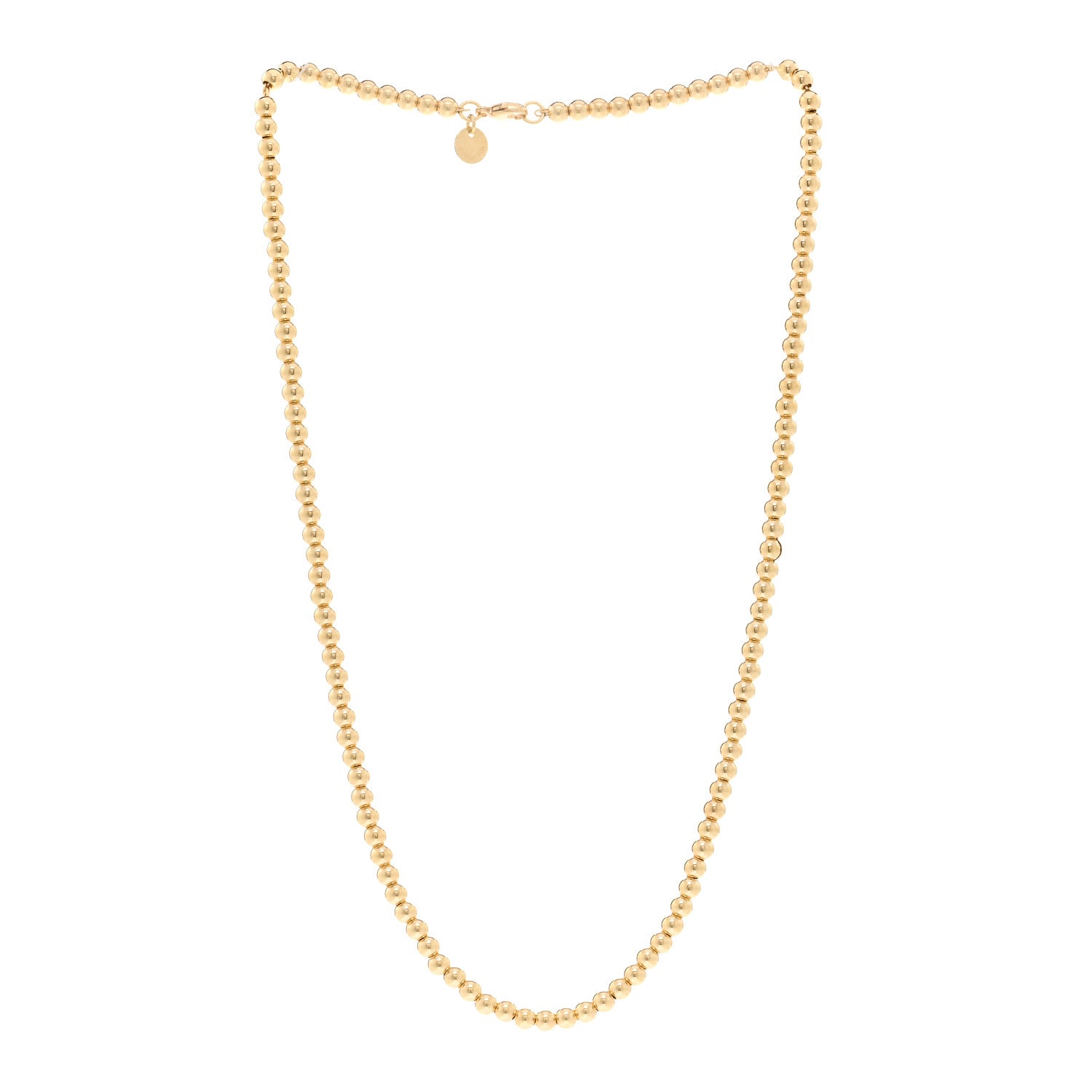 Tiffany 18K Yellow Gold 4mm Bead Necklace 3 of 4