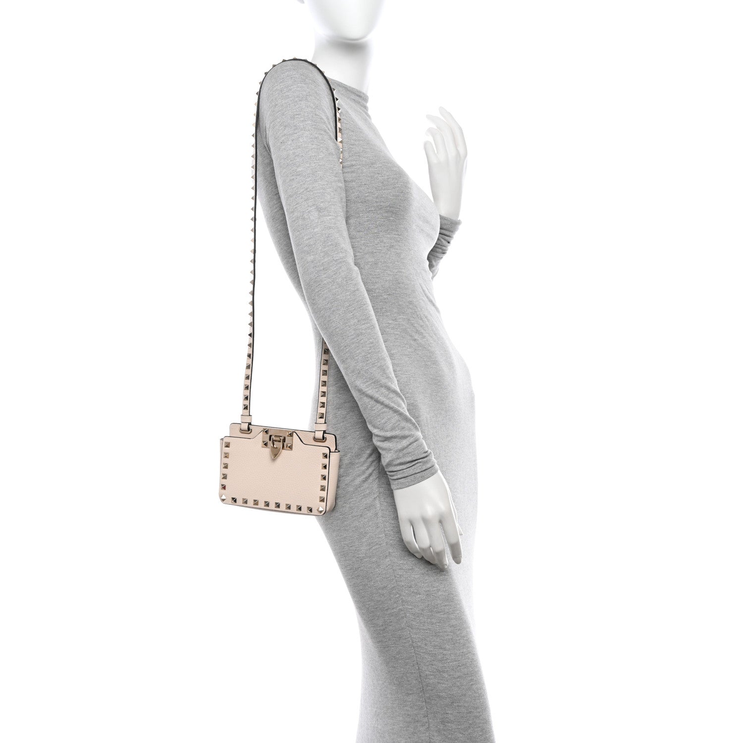 Valentino Garavani Pebbled Calfskin Rockstud Phone Case Crossbody Ivory 2 of 10