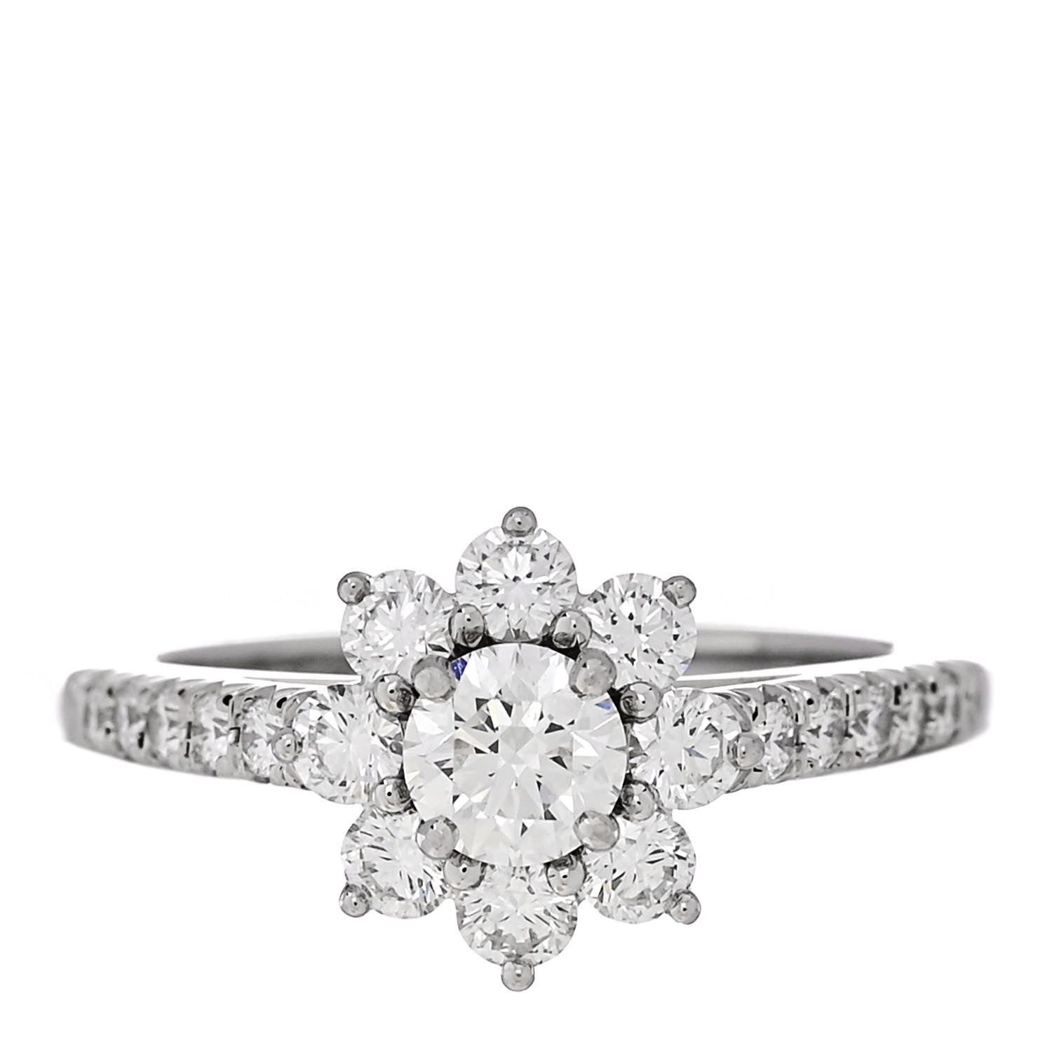 Harry Winston Platinum Diamond Petite Sunflower Ring 49 4.75 1 of 7