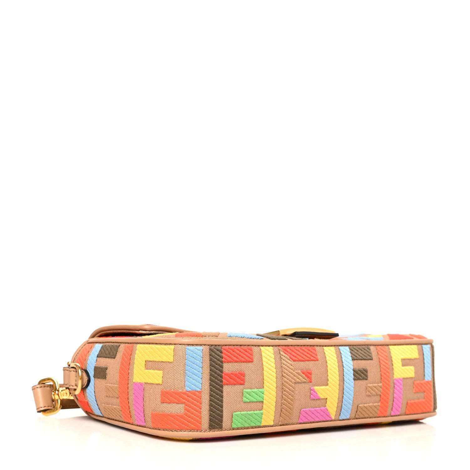 Fendi Canvas Vitello King FF Multicolor Embroidered Baguette Multicolor Cuoio 3 of 8