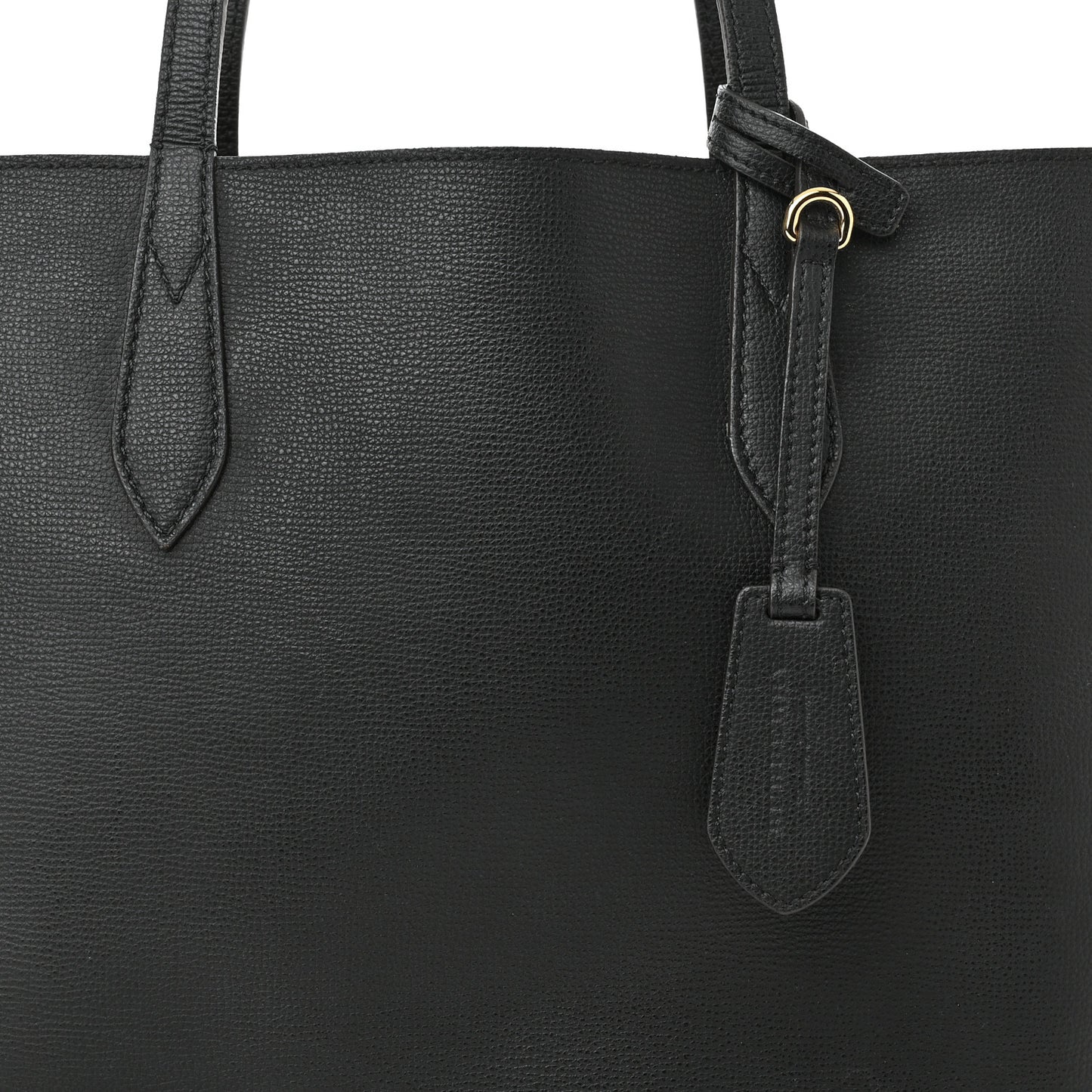 Grainy Calfskin Haymarket Check Medium Reversible Tote Black