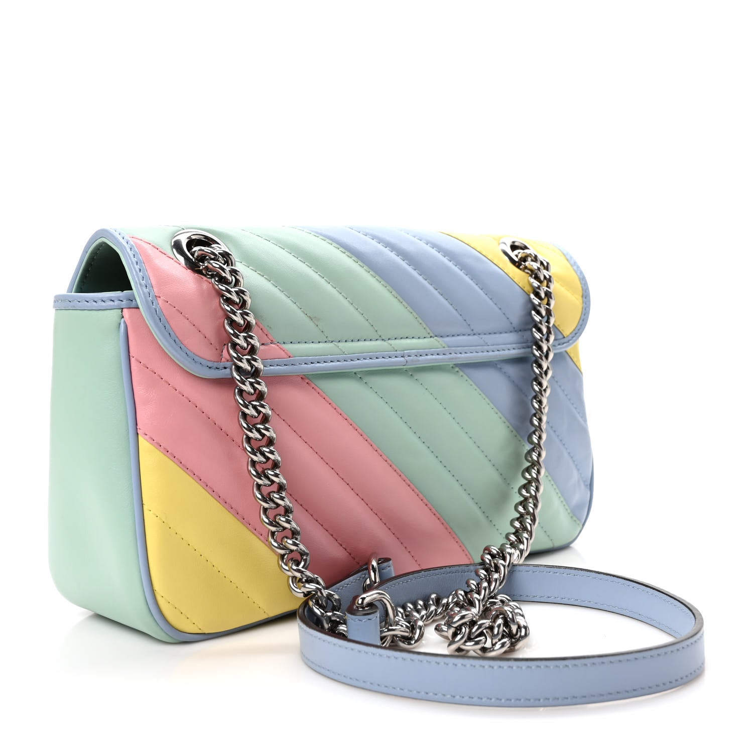 Gucci Calfskin Matelasse Diagonal Small GG Marmont Shoulder Bag Multicolor Pastel 3 of 10