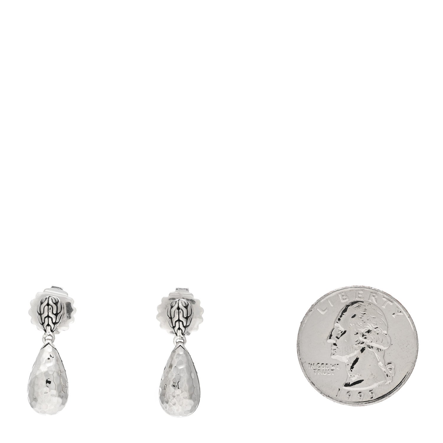 John Hardy Sterling Silver Classic Chain Hammered Teardrop Earrings 2 of 3