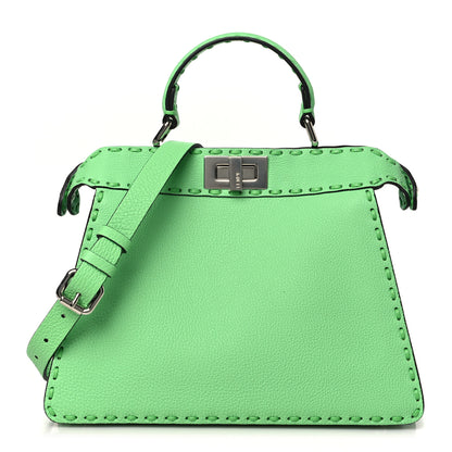 Fendi Cuoio Roma Sellerissima Nappa Sintetica Tape Stitch Small Peekaboo I SEE U Satchel Edamame 1 of 10