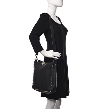 Valentino Garavani Pebbled Calfskin Large Rockstud Flip-Lock Messenger Bag Black 2 of 8