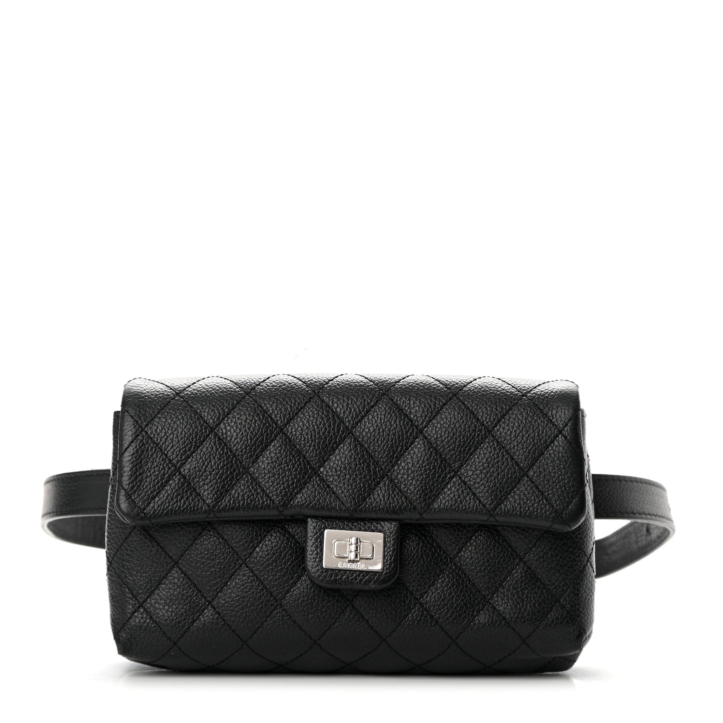 Grained Calfskin Quilted 2.55 Reissue Flap Belt Bag Clutch Black