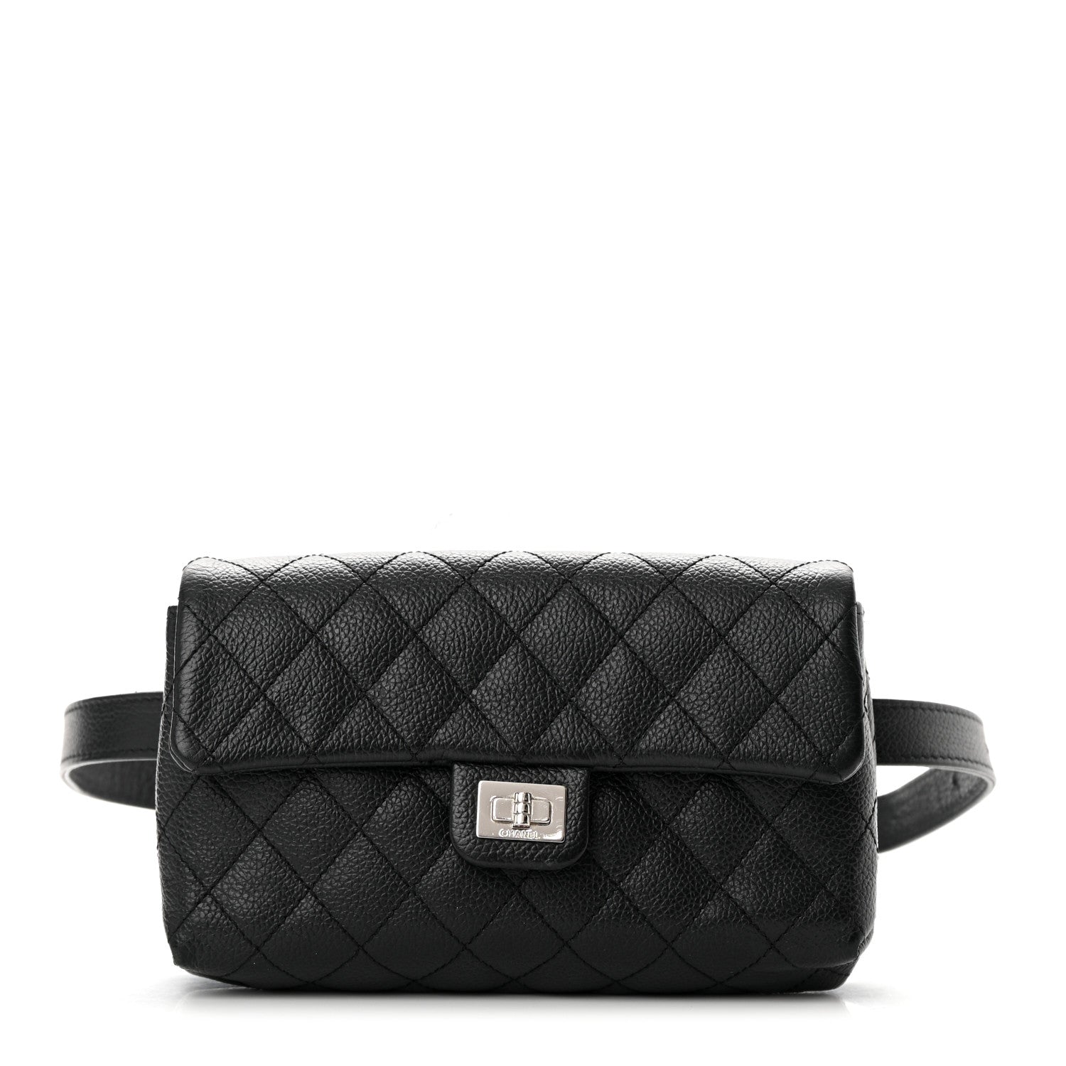 Chanel Grained Calfskin Quilted 2.55 Reissue Flap Belt Bag Clutch Black 1 of 13