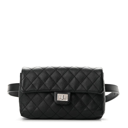 Chanel Grained Calfskin Quilted 2.55 Reissue Flap Belt Bag Clutch Black 1 of 13
