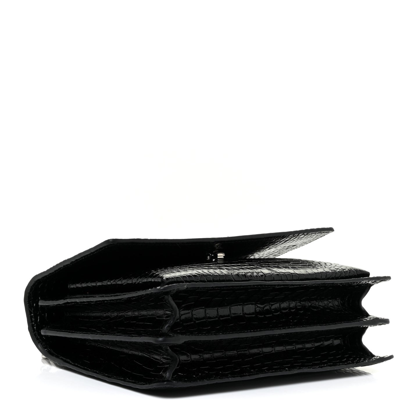 Calfskin Crocodile Embossed Medium Monogram Sunset Black