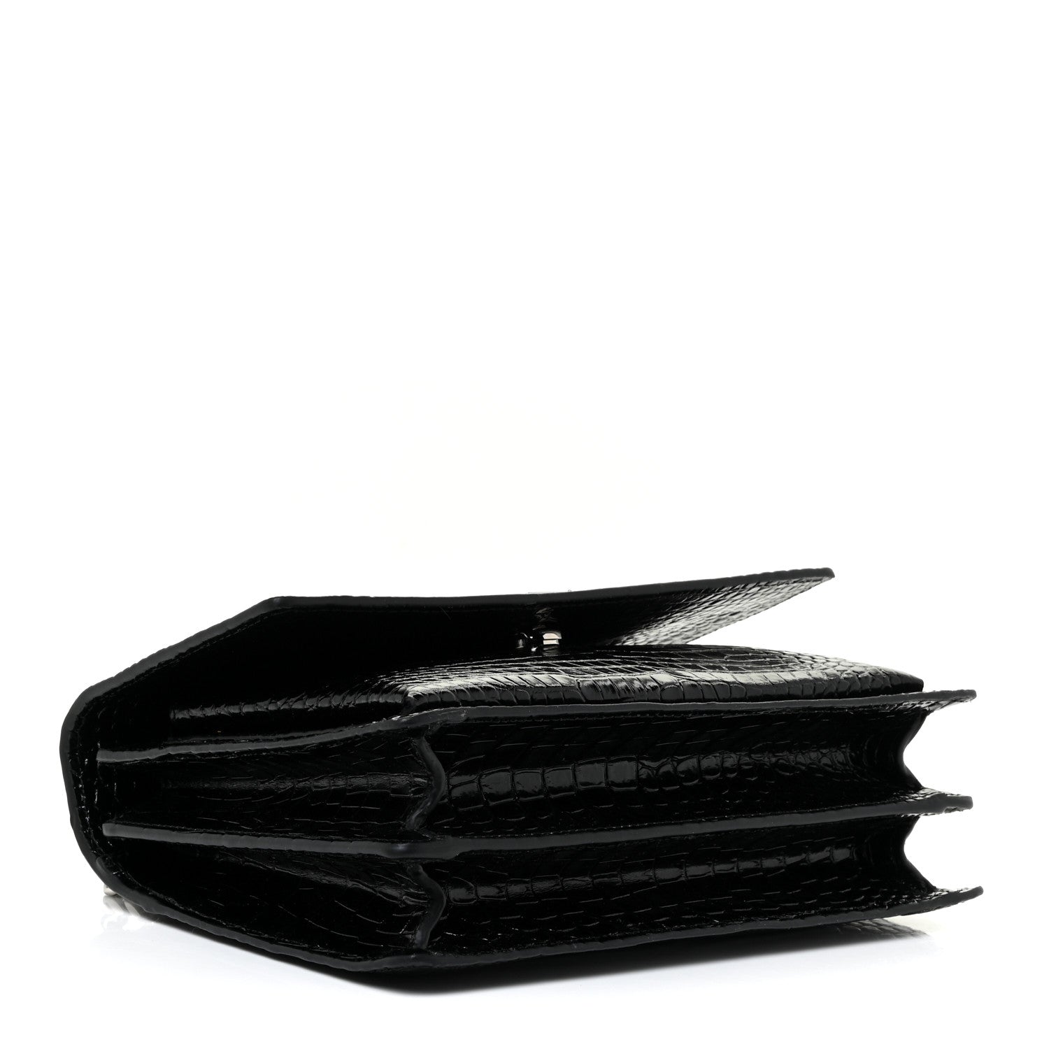 Saint Laurent Calfskin Crocodile Embossed Medium Monogram Sunset Black 3 of 16