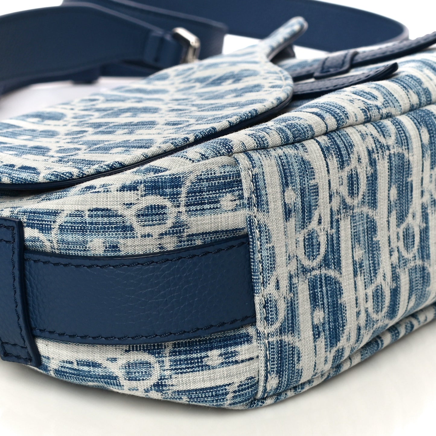Denim Oblique Soft Saddle Bag Blue