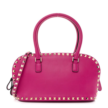 Valentino Garavani Vitello Rockstud Double Top Handle Satchel Fuxia 1 of 11