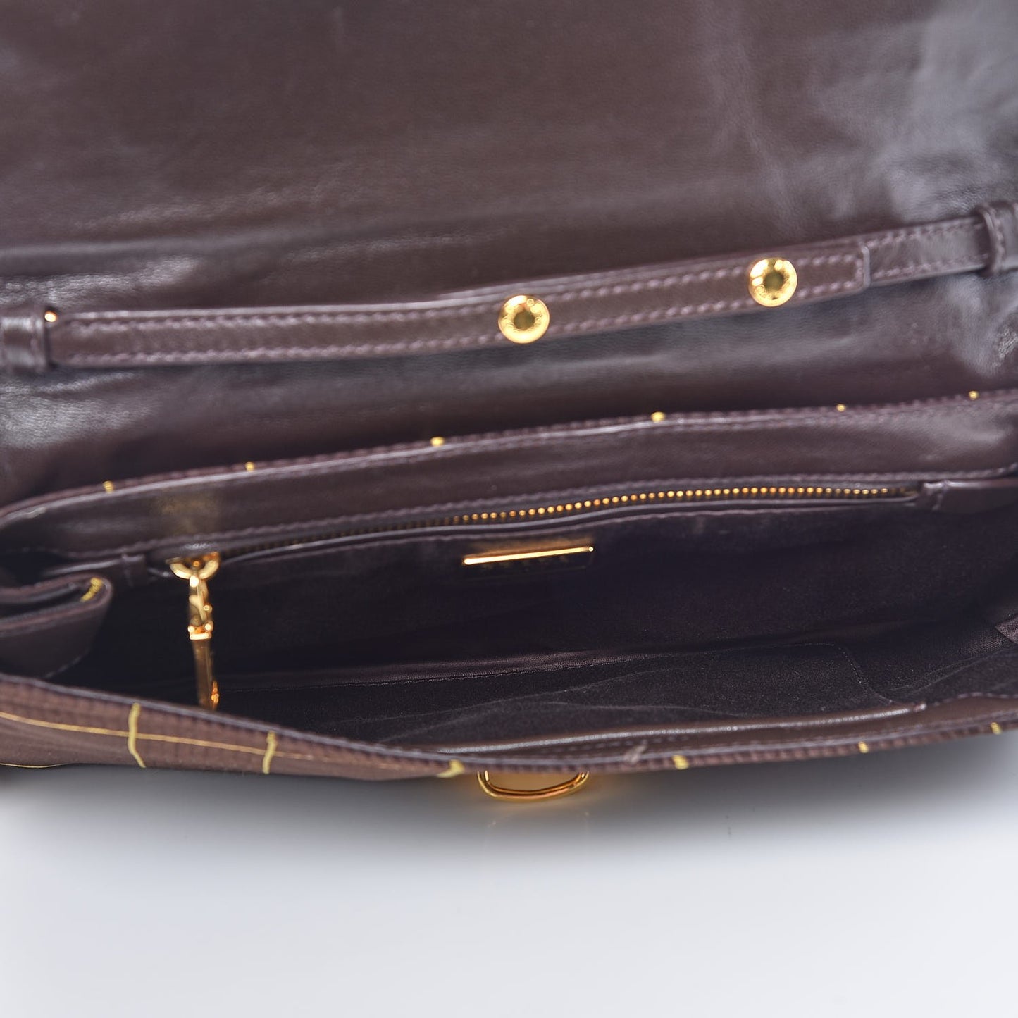 Satin Windowpane Plaid Shoulder Bag Brown