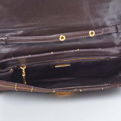 Prada Satin Windowpane Plaid Shoulder Bag Brown 5 of 10
