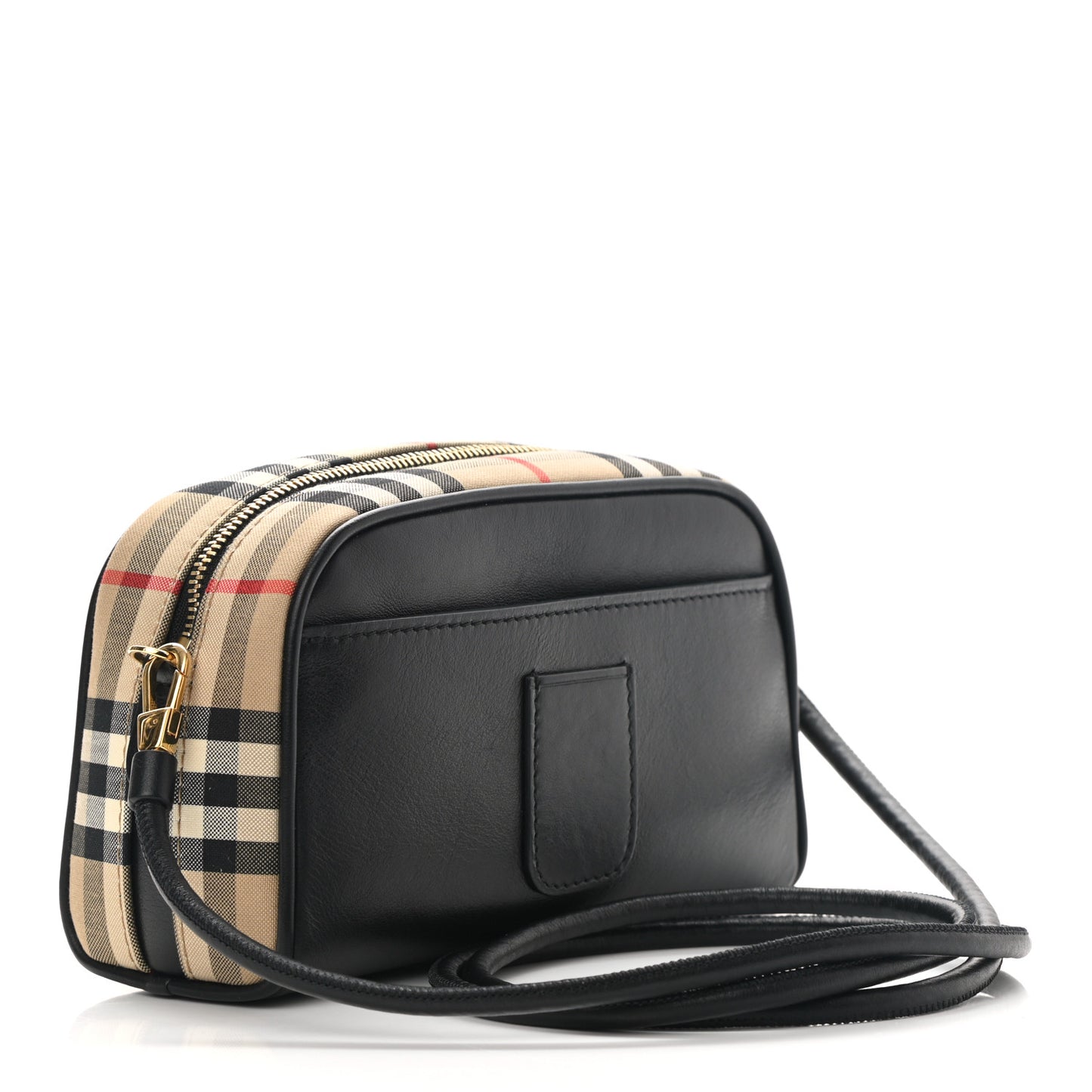 Calfskin Vintage Check Half Cube Crossbody Bag Black