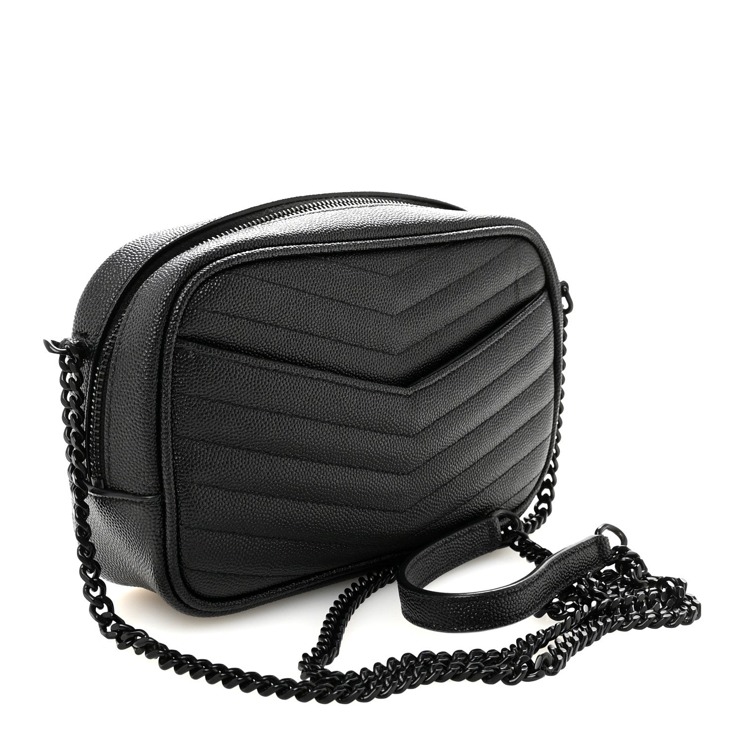 Saint Laurent Grain De Poudre Matelasse Monochrome Monogram Mini Lou Camera Bag Black 3 of 10