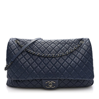 Chanel Calfskin Quilted XXL Travel Flap Bag Navy 1 of 10