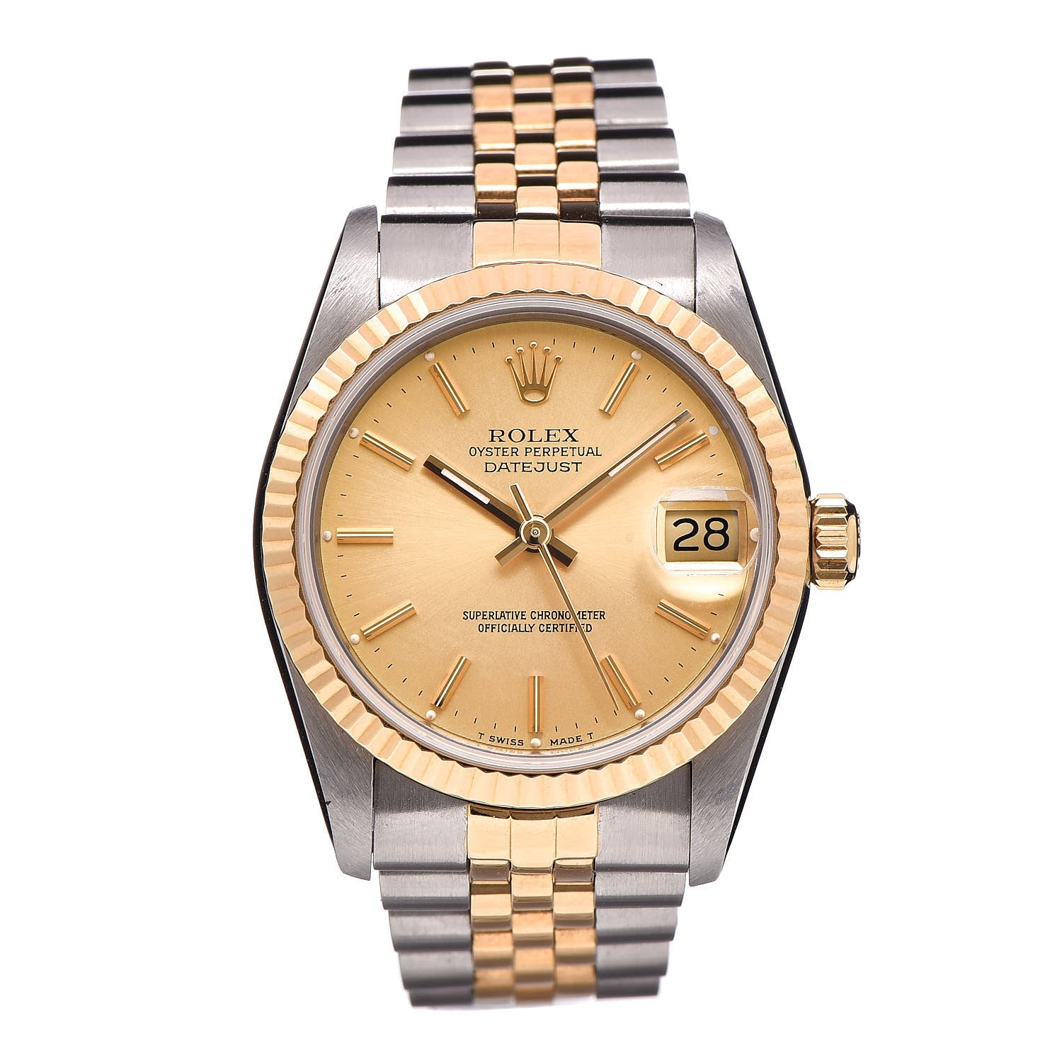 Rolex Stainless Steel 18K Yellow Gold 31mm Oyster Perpetual Datejust Watch Champagne 68273 1 of 7