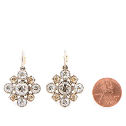 Chanel Crystal CC Dangle Earrings Silver 2 of 5