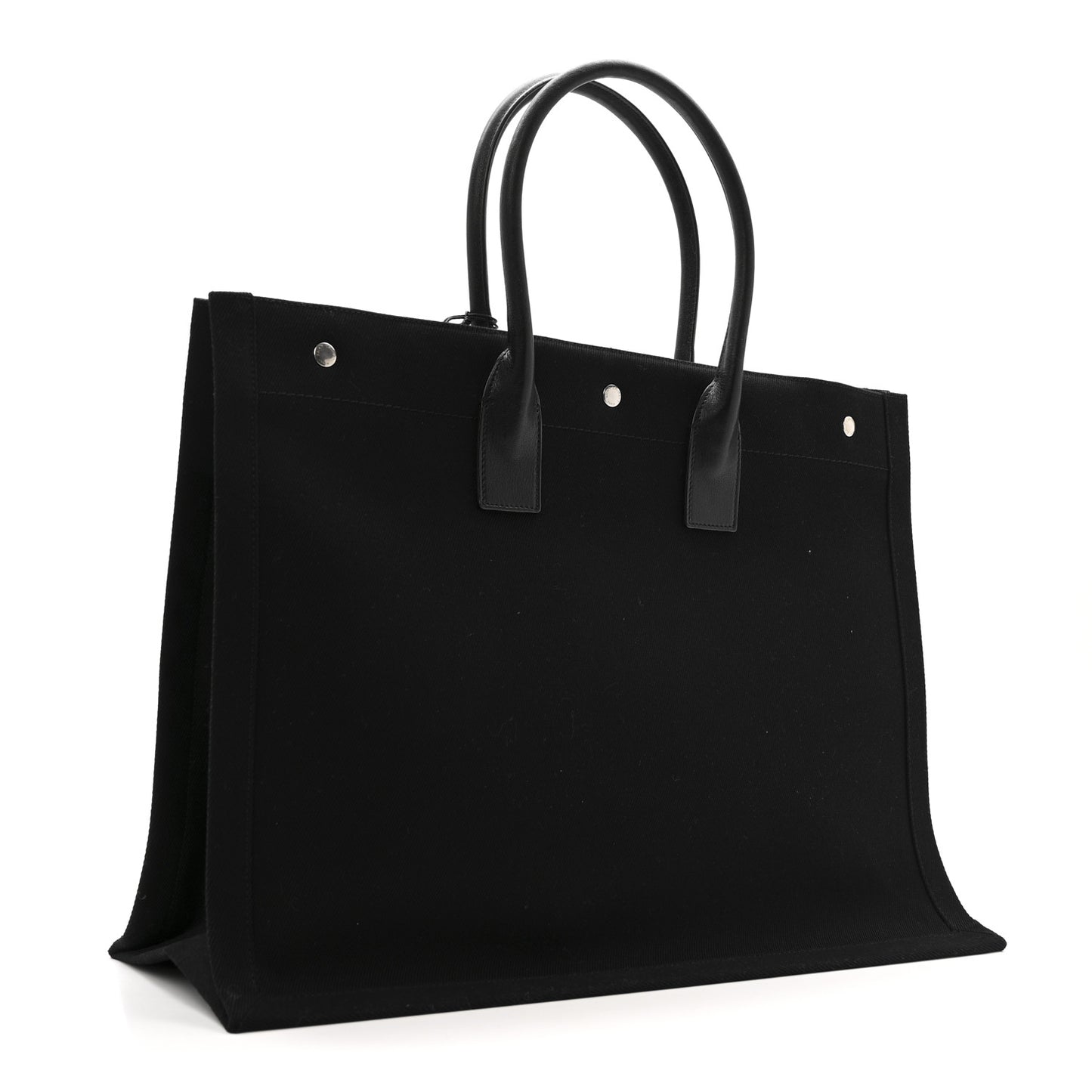 Linen Calfskin Rive Gauche Tote Black