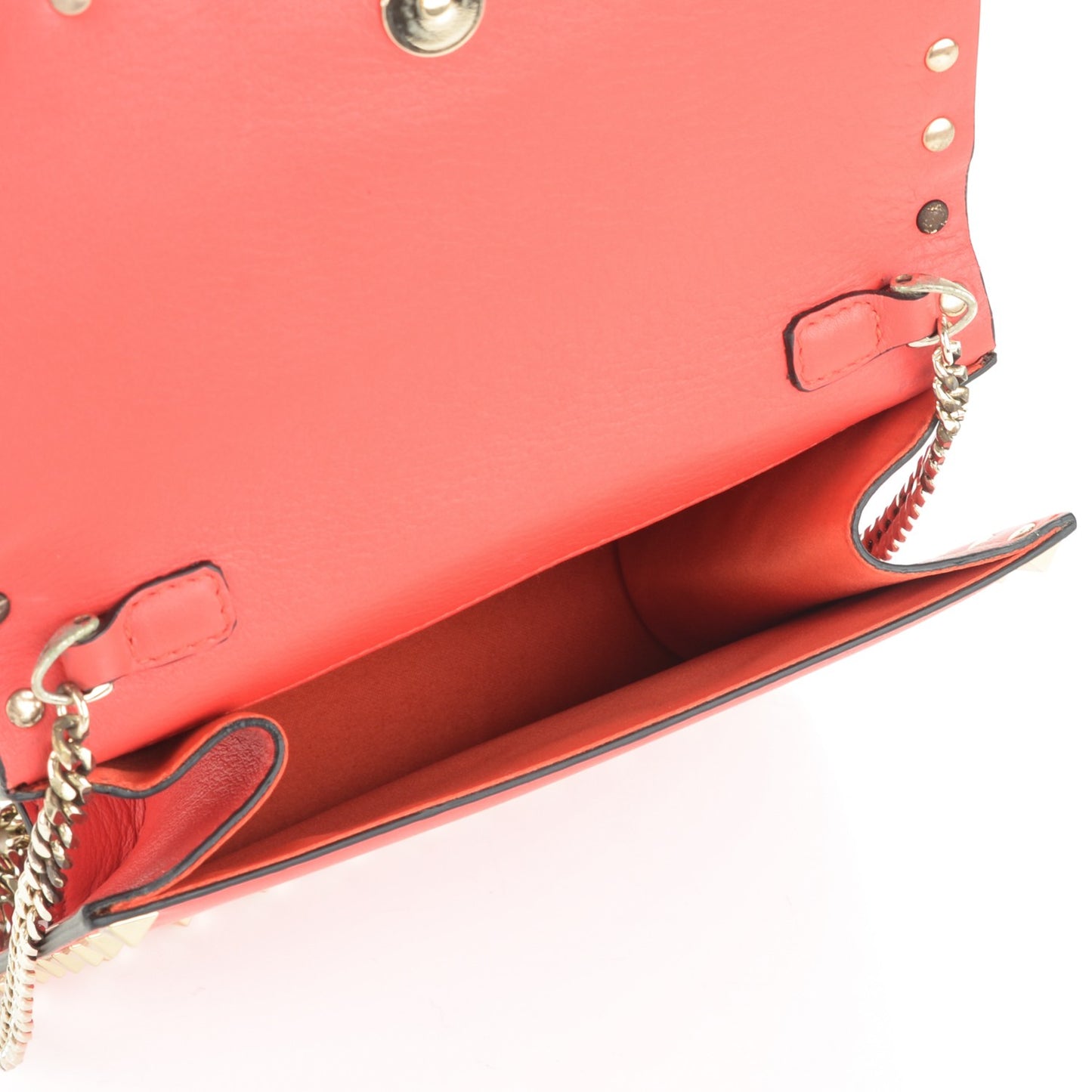Vitello Rockstud Chain Flap Crossbody Bag Deep Rose