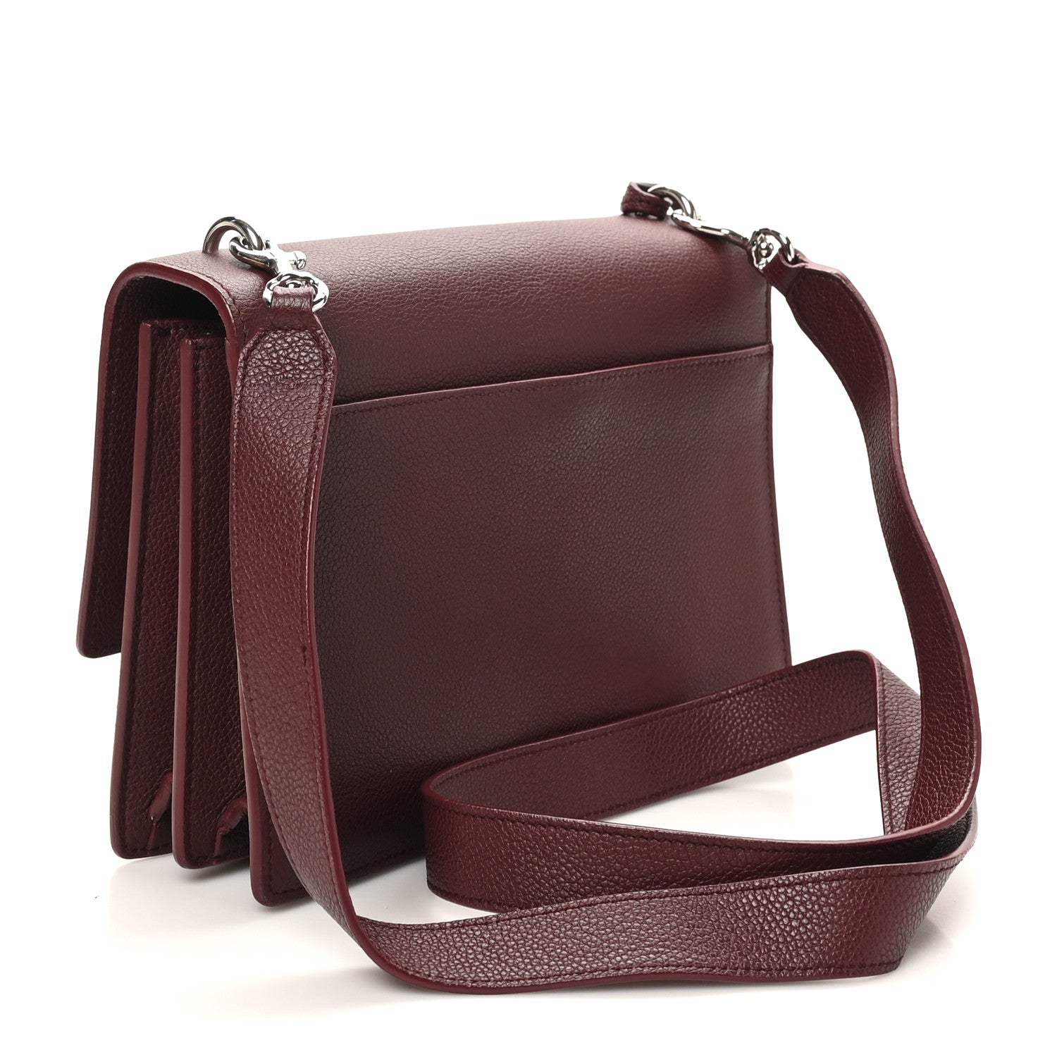 Saint Laurent Calfskin Monogram Medium Sunset Satchel Rouge Legion 2 of 9
