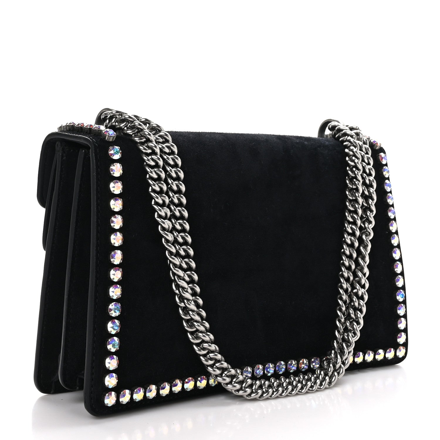 Gucci Suede Crystal Small Dionysus Shoulder Bag Black 3 of 12