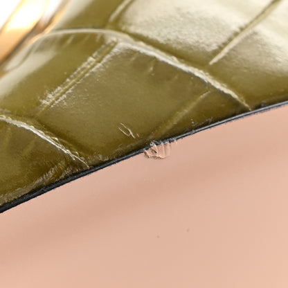 Valentino Garavani Calfskin Printed Crocodile Effect VLogo Signature 95mm Slide Sandals 36.5 Green 10 of 10