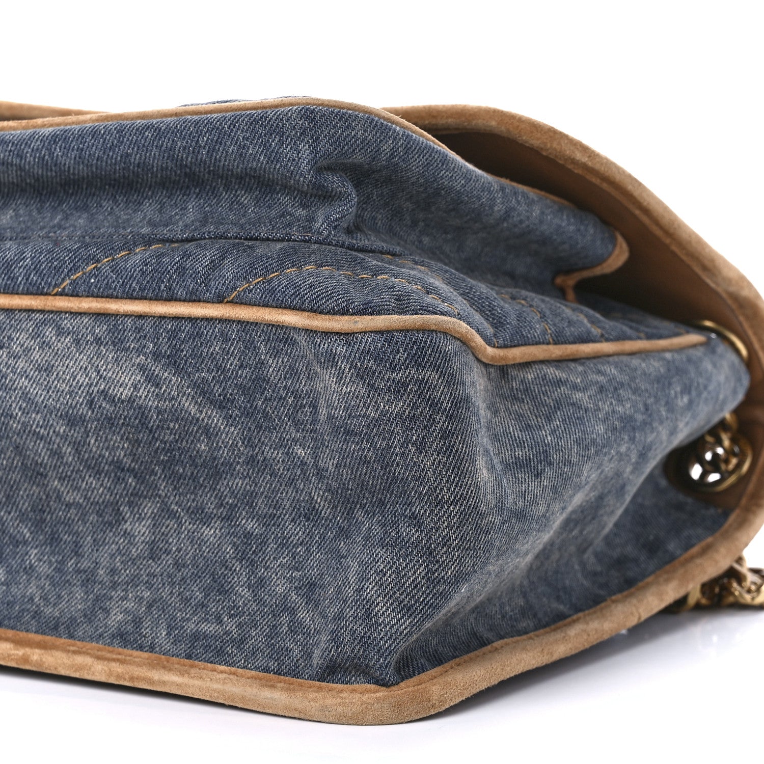 Saint Laurent Denim Suede Monogram Medium Niki Chain Satchel Blue Cinnamon 9 of 13